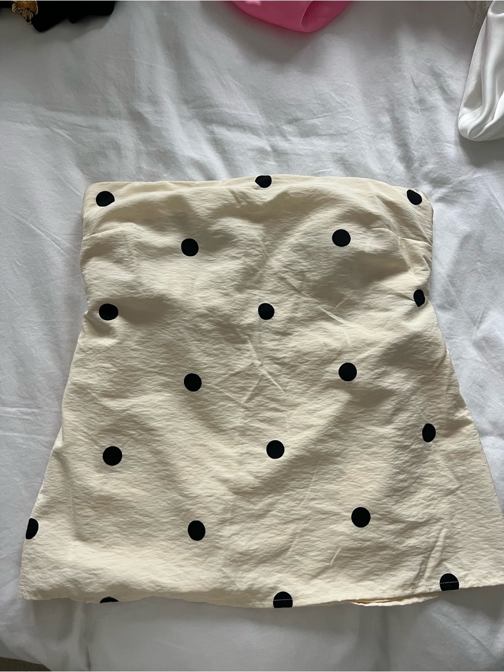 Abercrombie & Fitch Cream Mini Skirt with Black Polka Dots